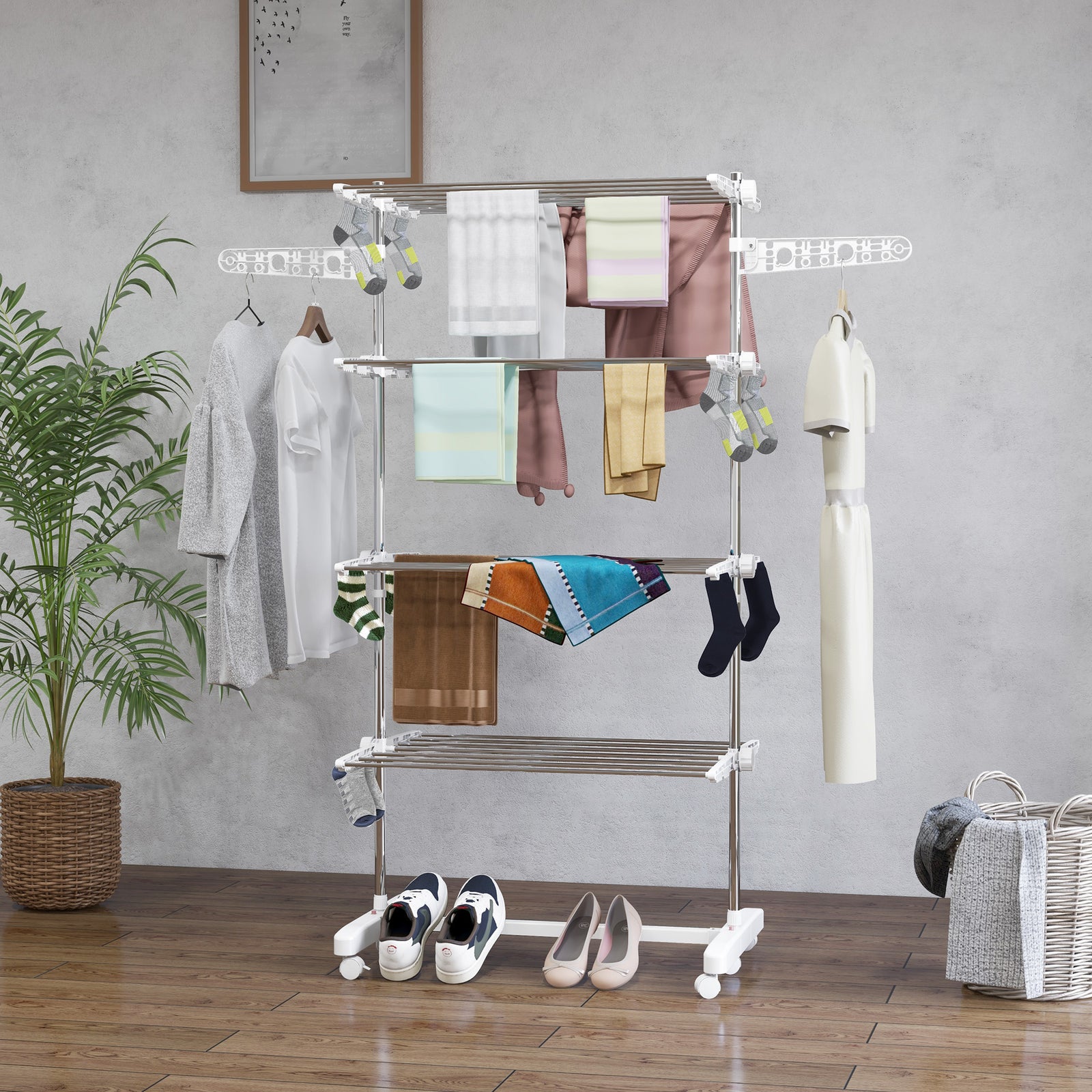 3/4 Tier Clothes Airer Stainless Steel Clothes Drying Rack | Large | White
