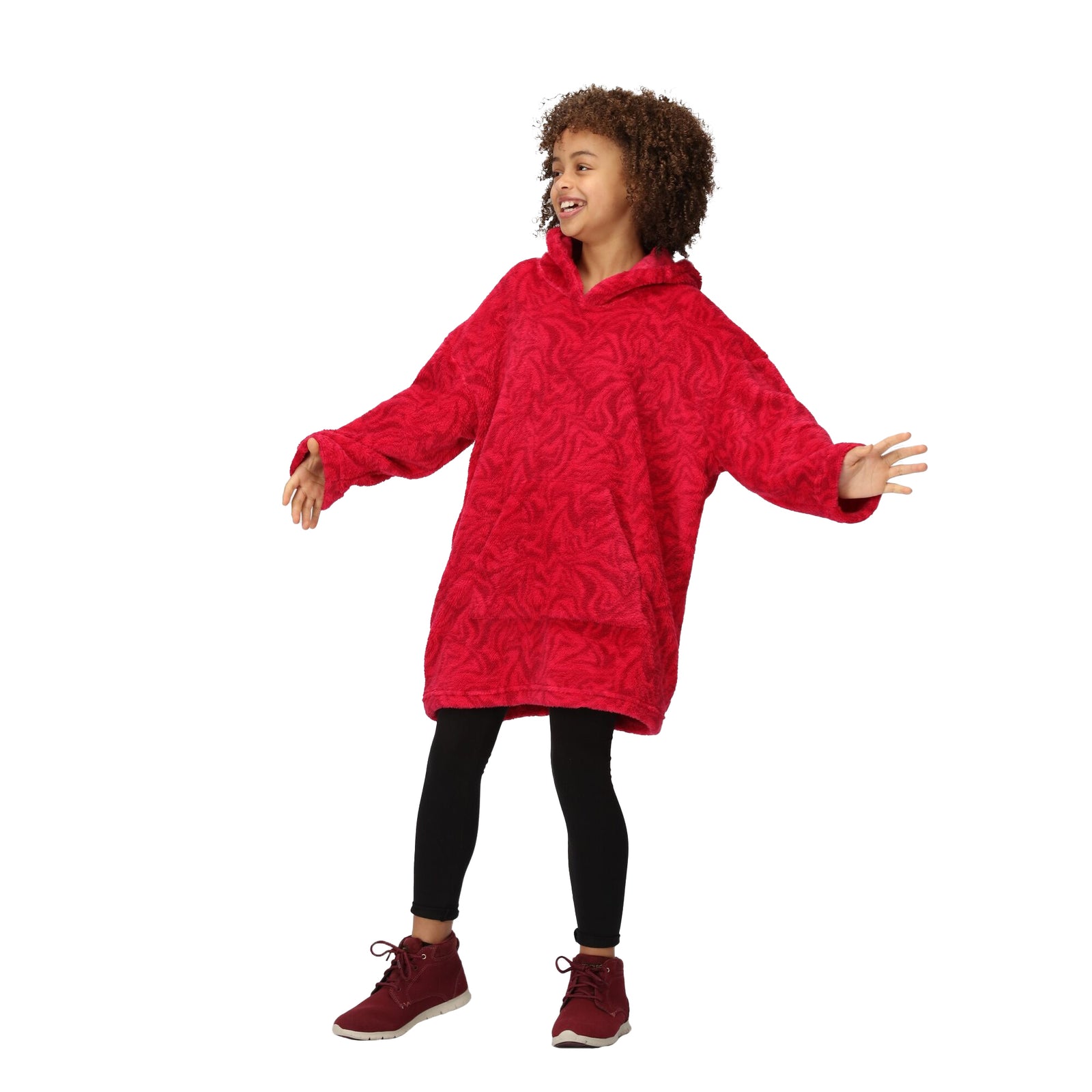 Childrens/kids Cosy Zebra Print Poncho | 5-8 Years | Pink