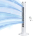 Smart Bladeless 38" Tower Fan 3 Speeds - Remote & Oscillation Feature | White