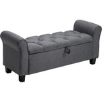 Breeins Modern Linen Upholstered Storage Bench With Armrests