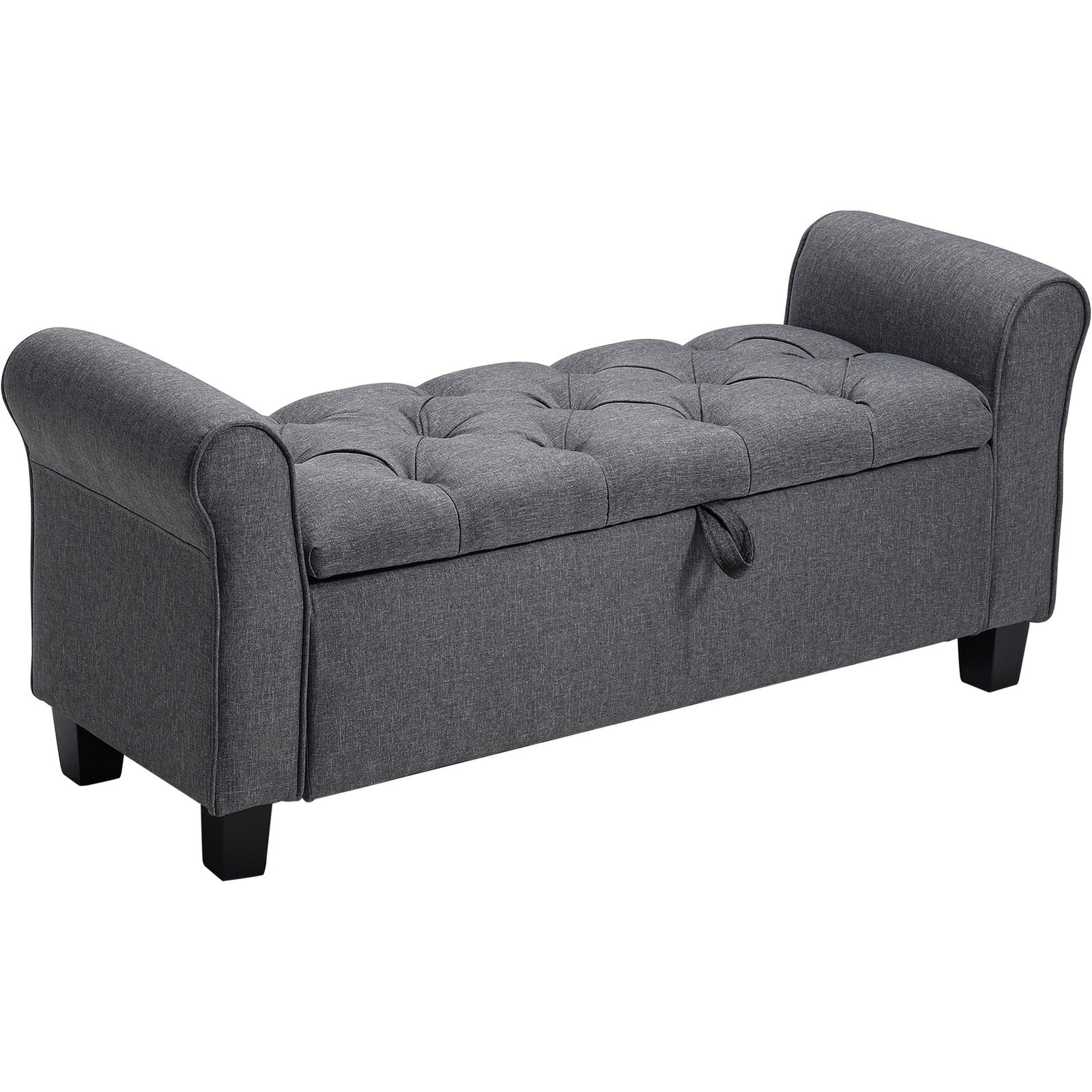 Breeins Modern Linen Upholstered Storage Bench With Armrests