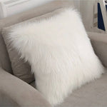 50x50cm Square Fluffy Faux Fur Throw Pillow Cover | White