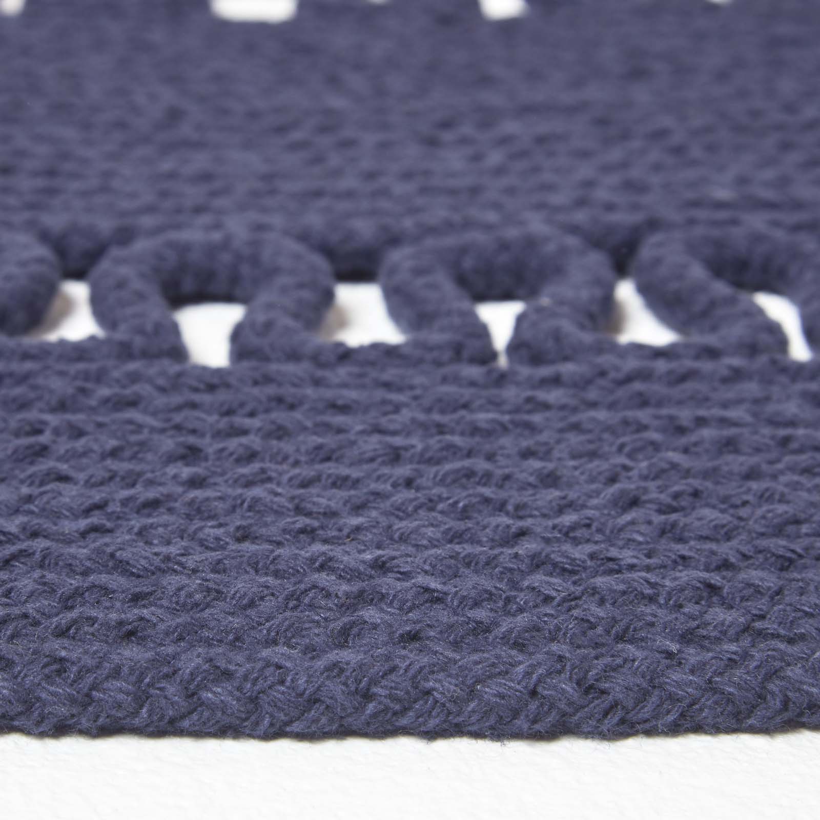 Crochet Braided Round Rug | 90cm | Navy Blue