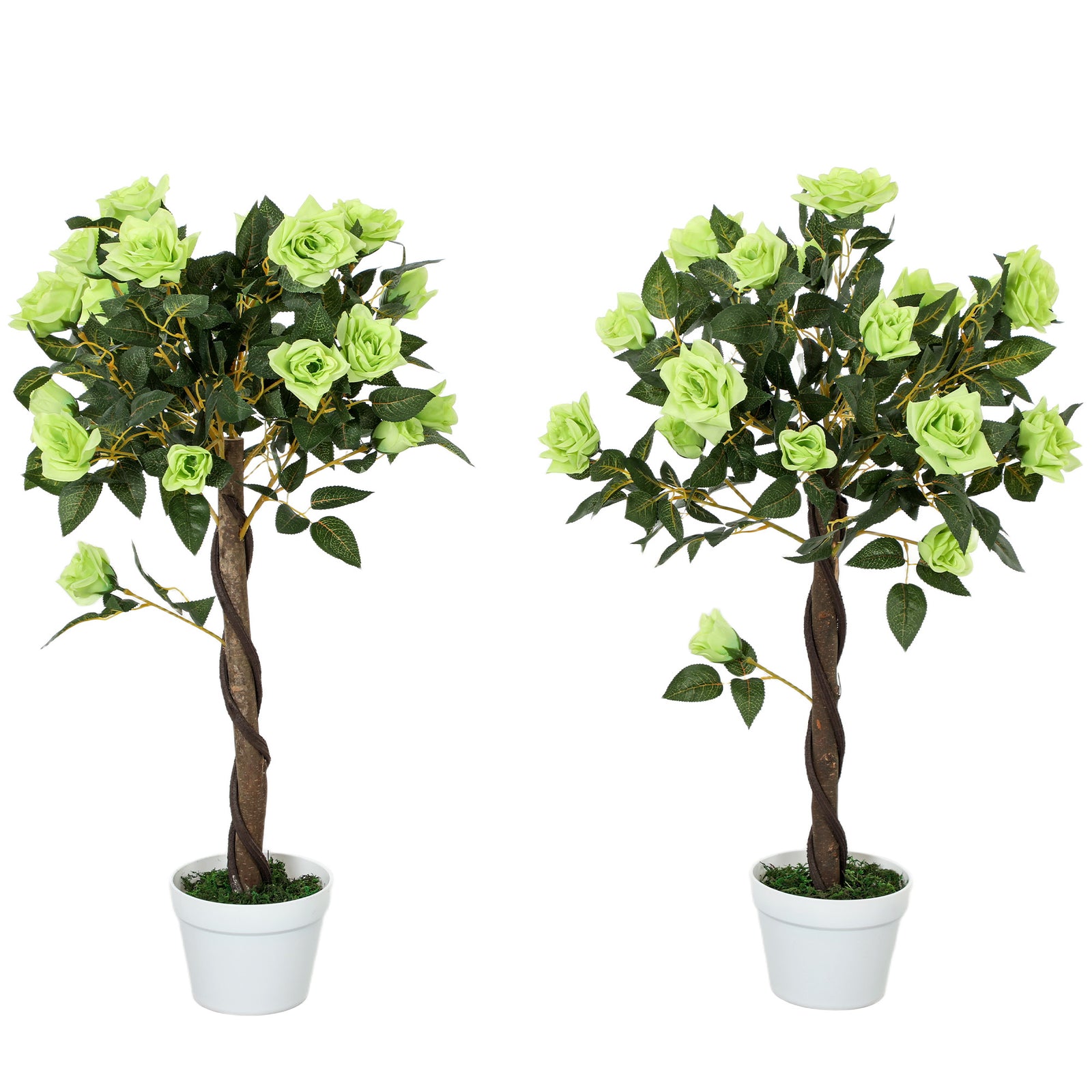 90cm Artificial Rose Tree Fake Decorative Plant | Set of 2 | Green