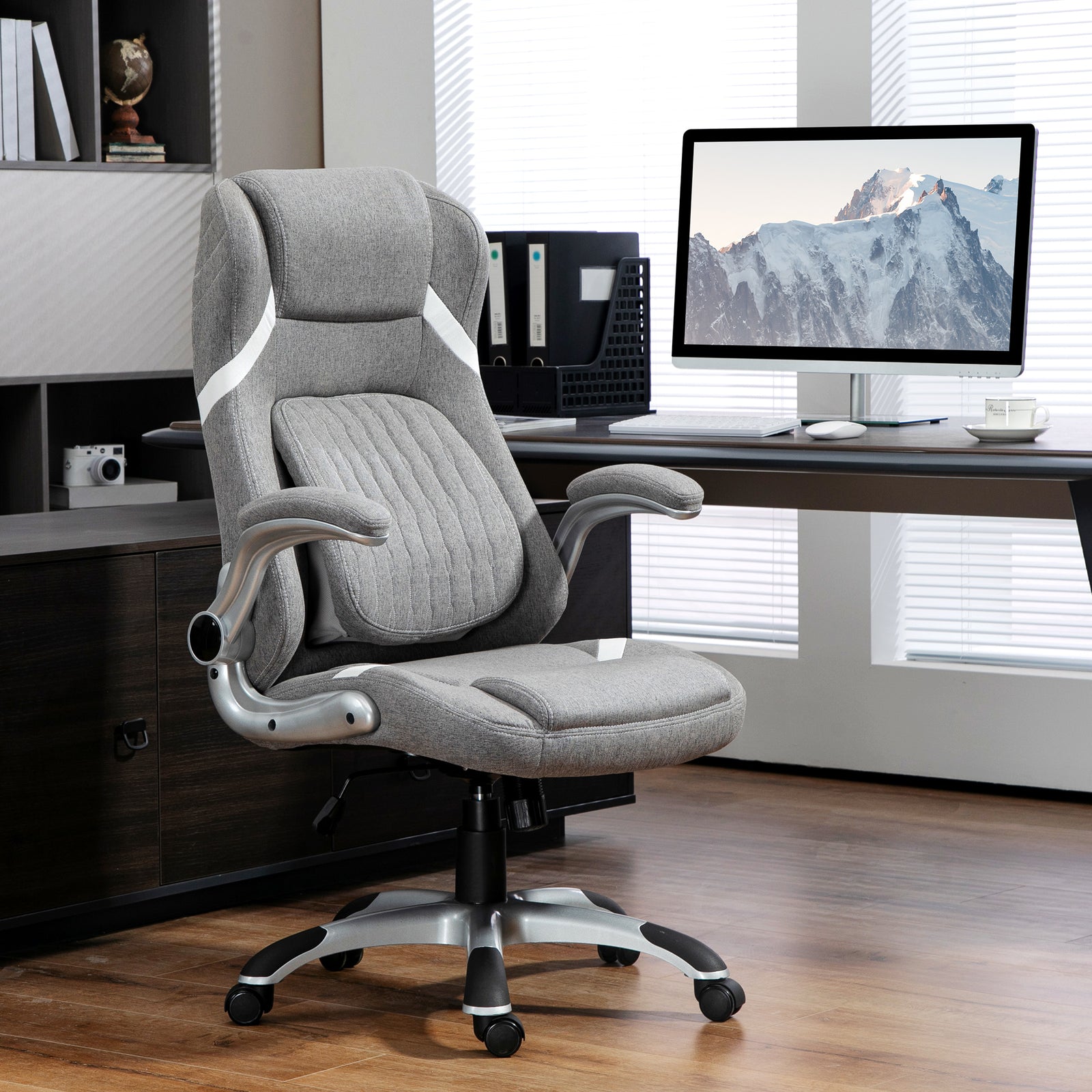High Back Office Chair W/ Lumbar Support Grey