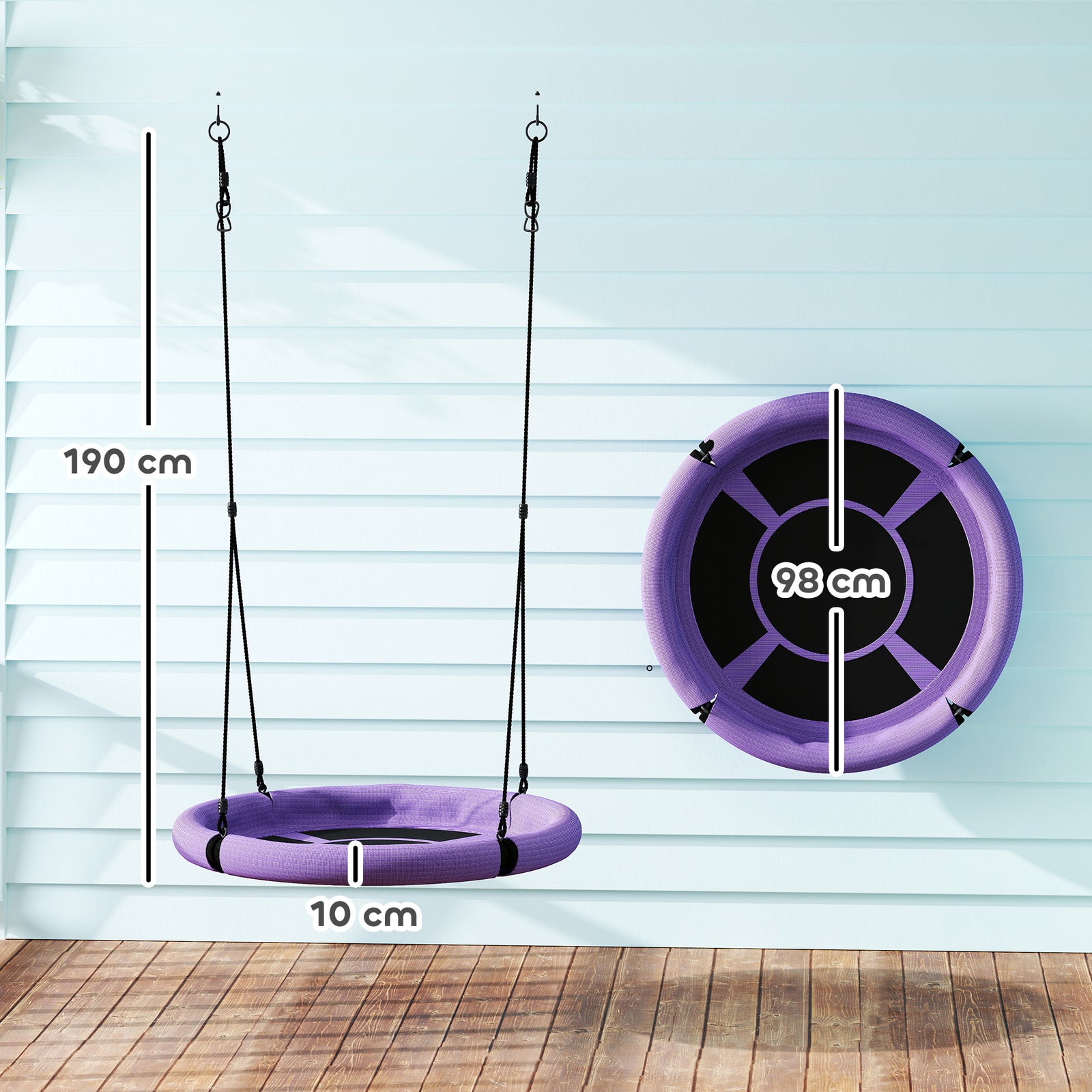 Nest Swing Seat For Kids, 100 Cm Diameter Saucer Tree Swing Set | Purple