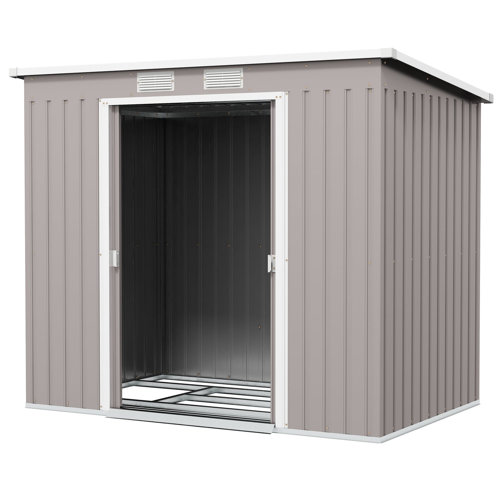 Metal Garden Storage Shed With Double Door And Ventilation | Gray
