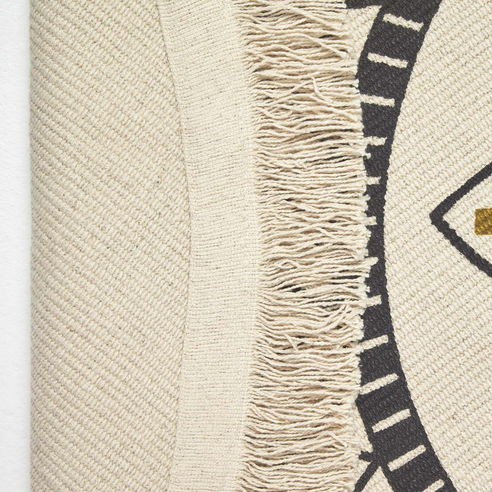 Mandala Printed 100% Cotton Round Rug | 140cm | Black & Gold