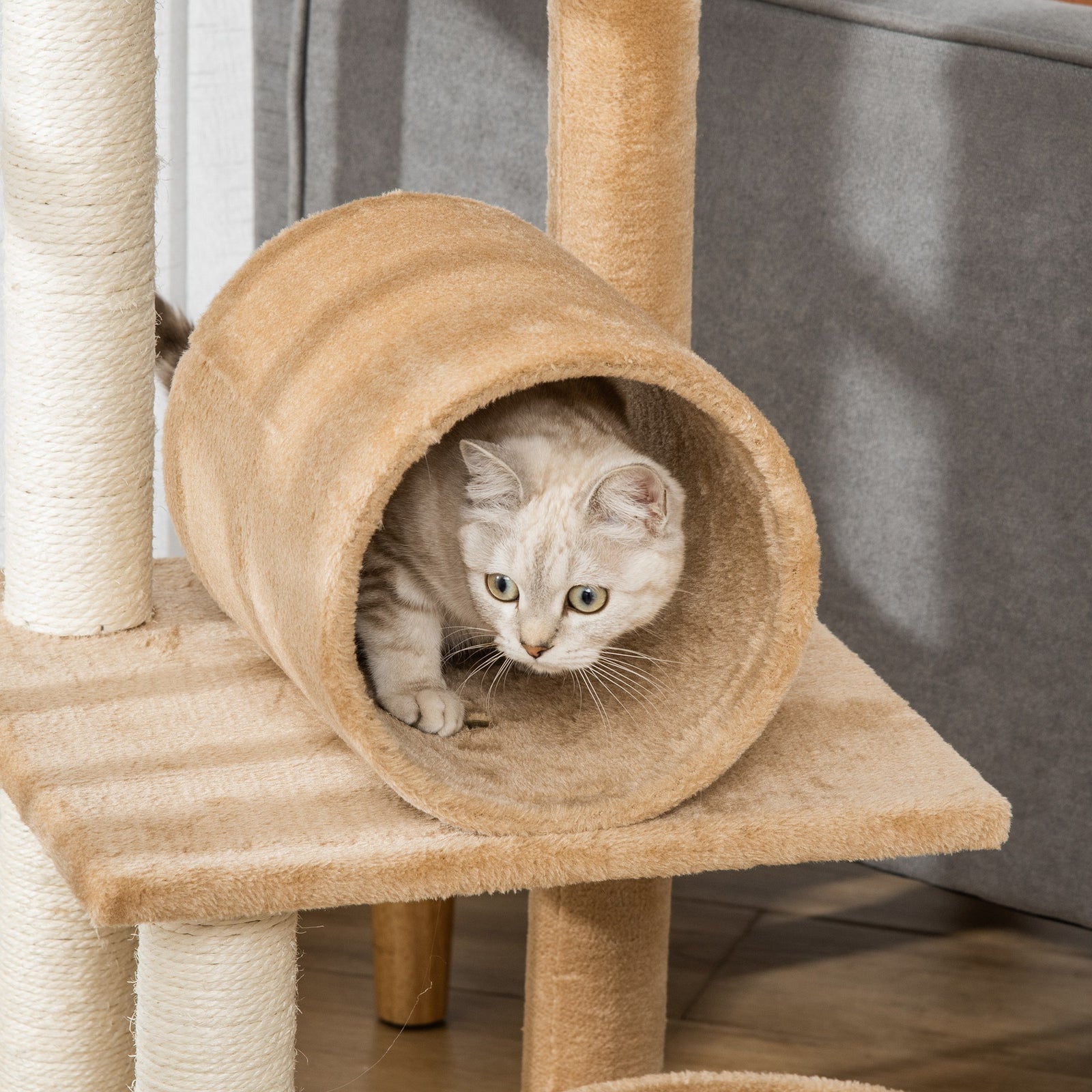 121cm Cat Tree Tower W/sisal Scratching Posts Bed Tunnel Perch | Brown