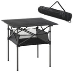 Aluminum Camping Table Folding Table Picnic Table W/mesh Bag | Black