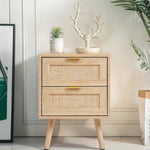 Direct 2 Pack Wood And Rattan Side Cabinet