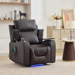 Byron Electric Riser Recliner Chair With Massage And Heat, Drink Cooler, Table | Brown