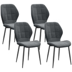 Dining Chairs Set Of 4, Flannel Upholstered Kitchen Chairs | Dark Gray