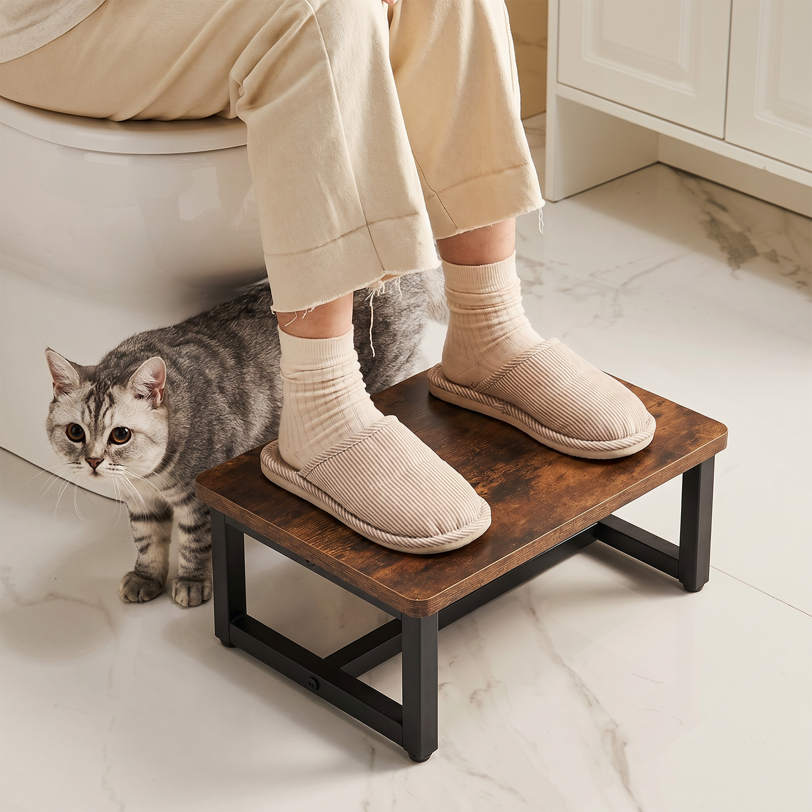 Step Stool With Metal Frame | Brown