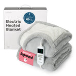 Livivo Premium Sherpa Heated Throw Grey Electric Blanket With 10 Heat Levels 9 Hour Timer Auto Shut Off Washable Design And Safety