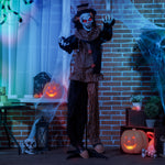 67" Animated Prop Circus Clown, Indoor Outdoor Halloween Decorations