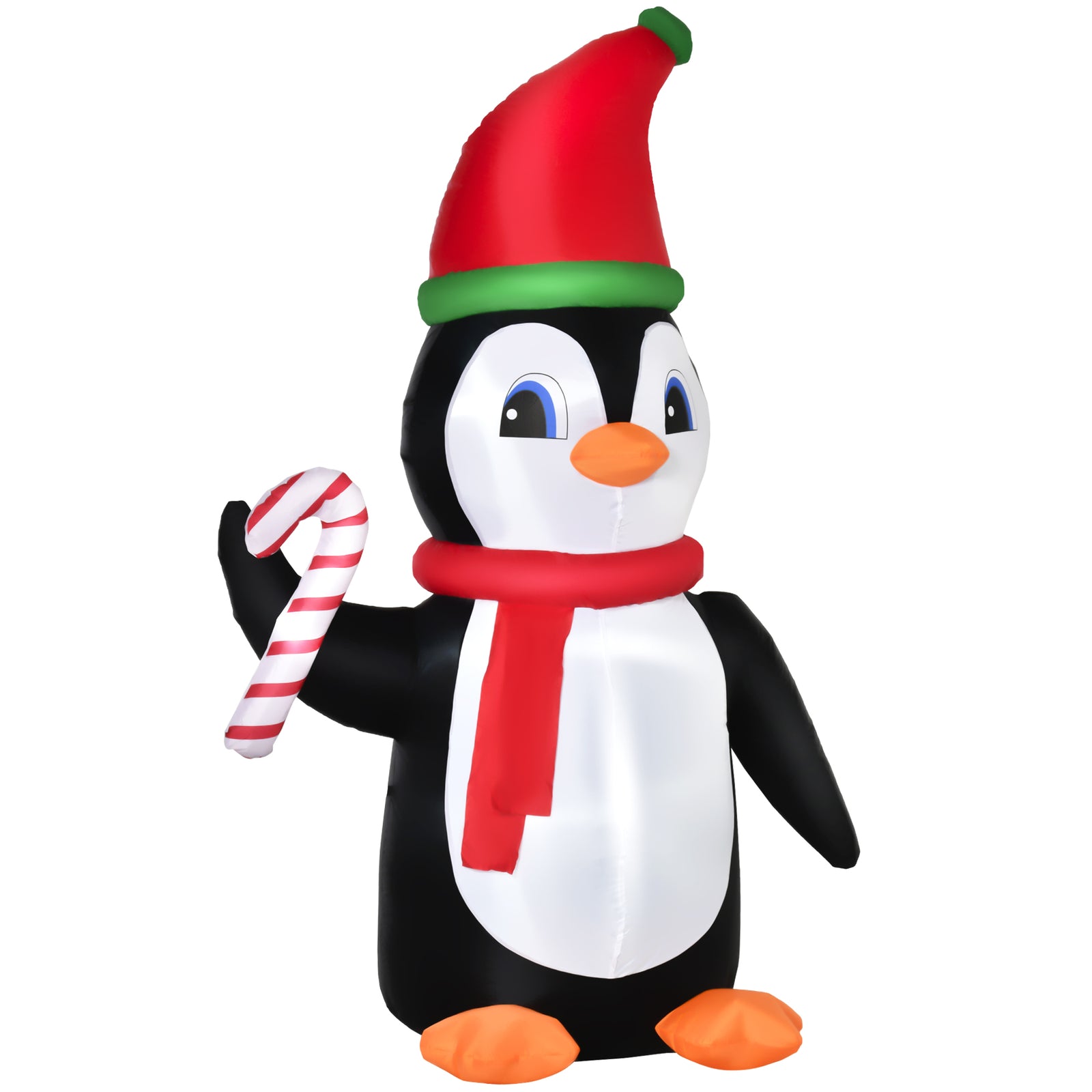 8ft Lighted Inflatable Christmas Penguin With Candy Cane