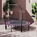 48in Bungee Cords Foldable Round Trampoline With Adjustable U-handle Bar | Pink