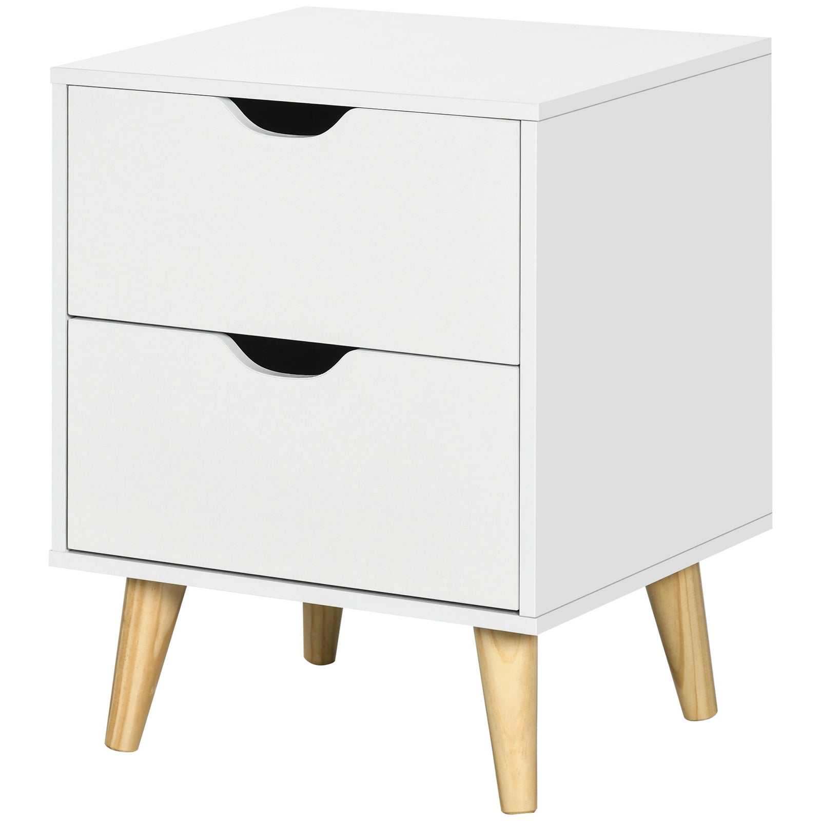 Bedside Table With Drawer, Side Table With Pine Wood Legs