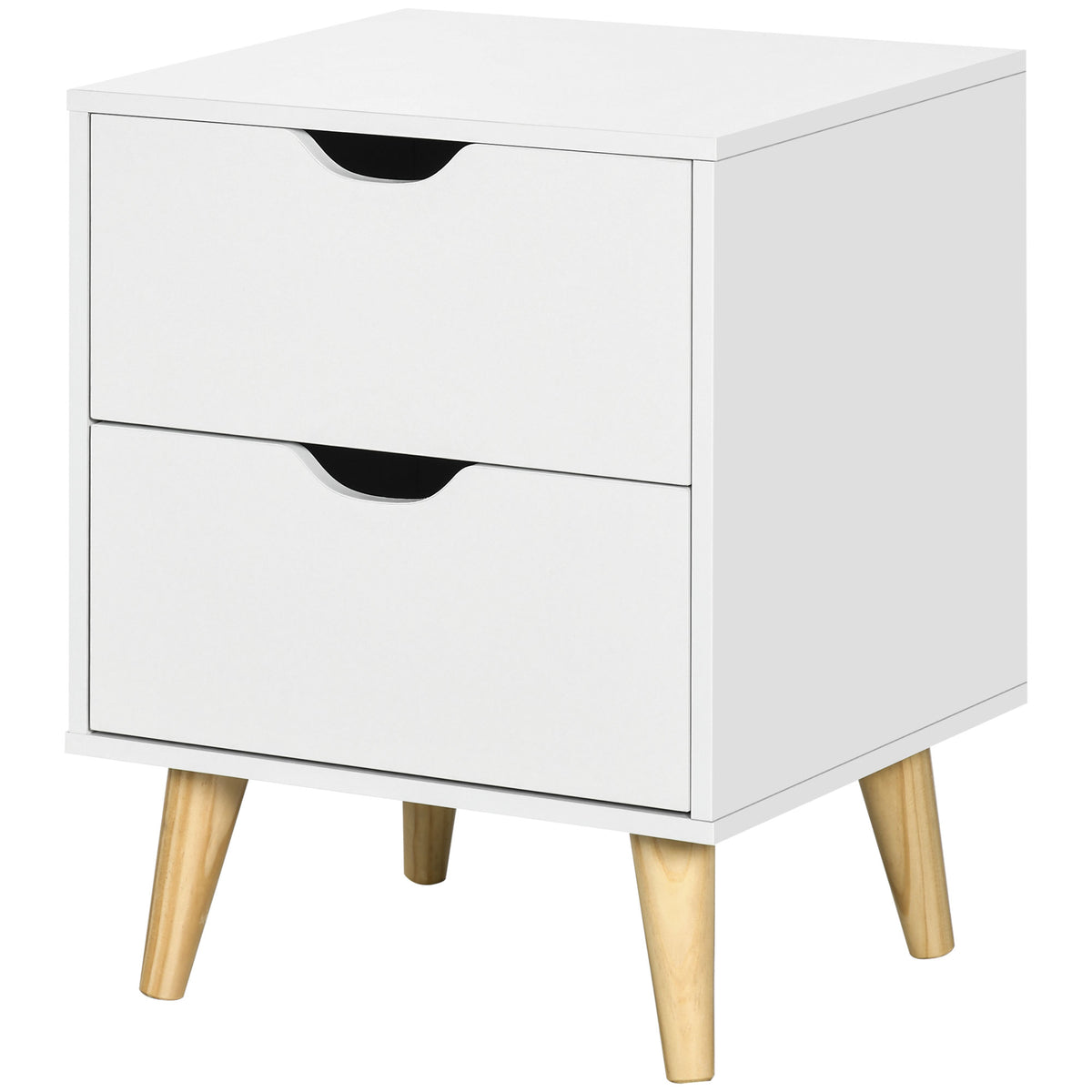 Bedside Table With Drawer, Side Table With Pine Wood Legs