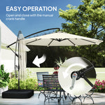 3 M Garden Cantilever Parasol With Sandbag, 360 Degree Rotation | Cream