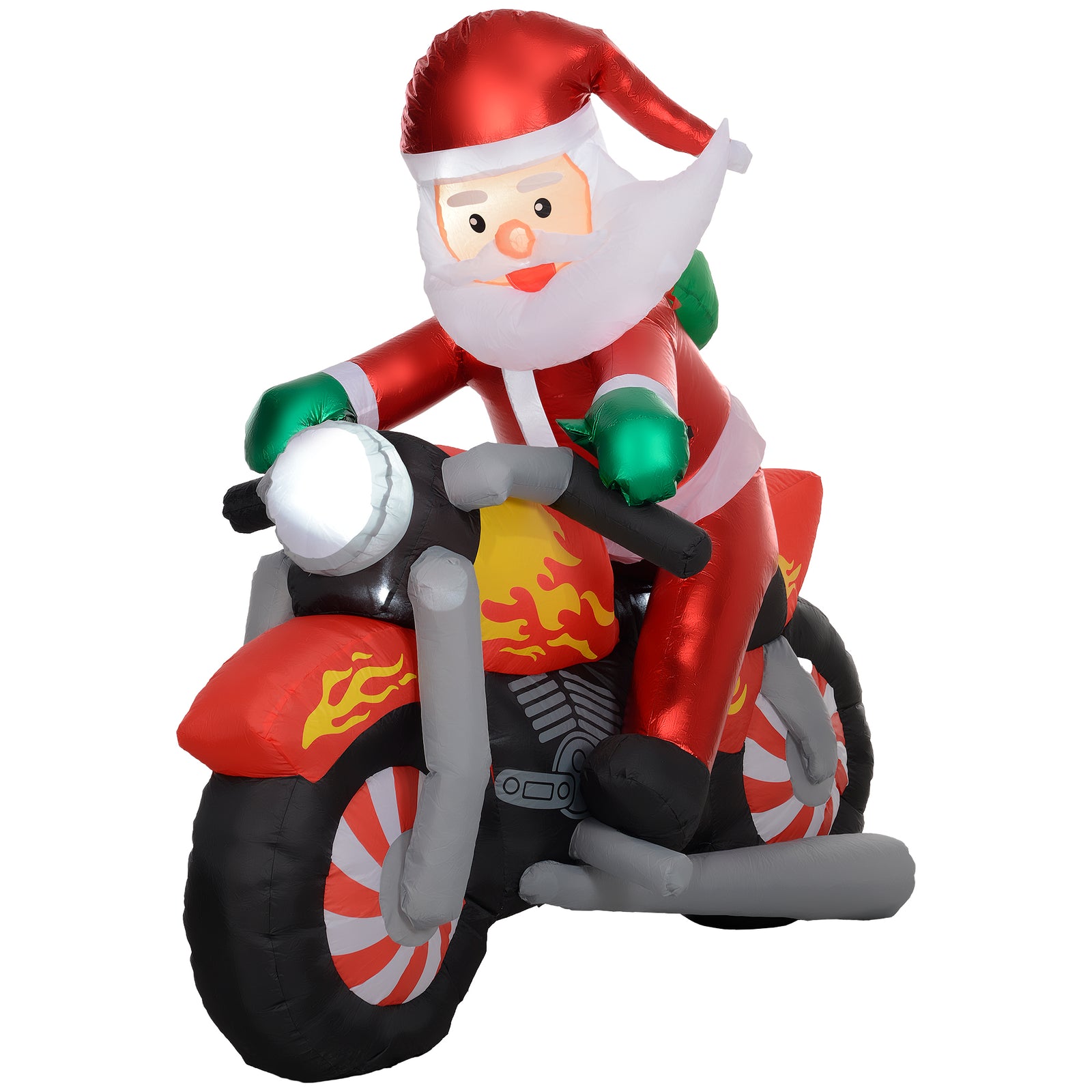 5.6ft Christmas Blow Up Santa Claus Riding Motorcycle Led