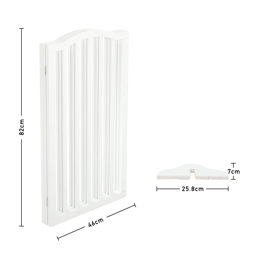 Foldable Freestanding 3/4-panel Arched Pet Gate, Indoor Safety Barrier For Doorways, Halls & Staircases | Small | White