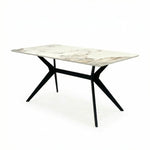 San Diego Marble Top Dining Table With Emily Leather Chairs | Champagne