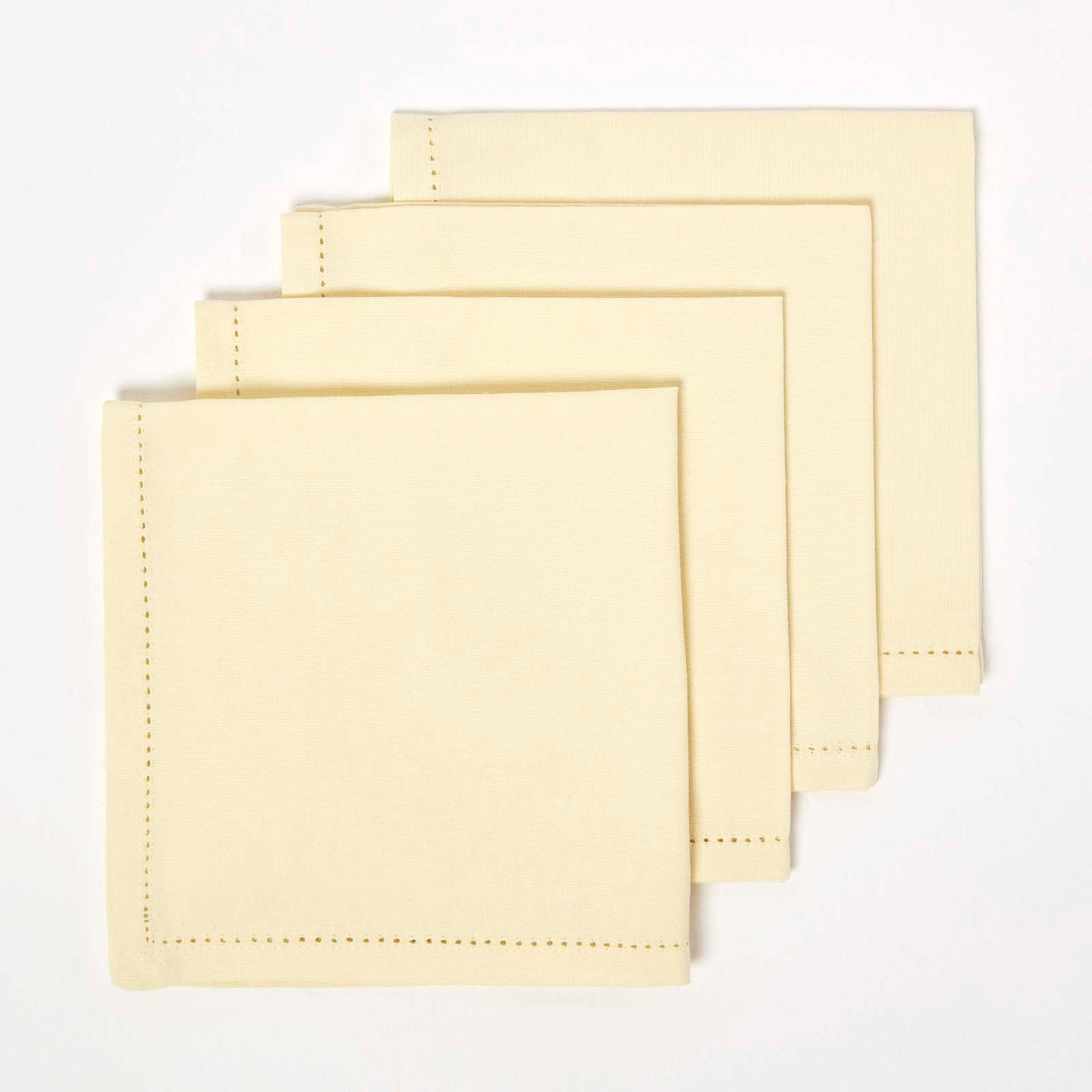Plain Cotton Fabric 4 Napkins Set | 45cm x 45cm | Cream