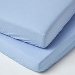 Cotton Fitted Cot Sheets 200 Tc, 60 X 120 Cm, 2 Pack | Cot | Blue
