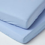 Cotton Fitted Cot Sheets 200 Tc, 70 X 140 Cm, 2 Pack | Cot Bed | Blue