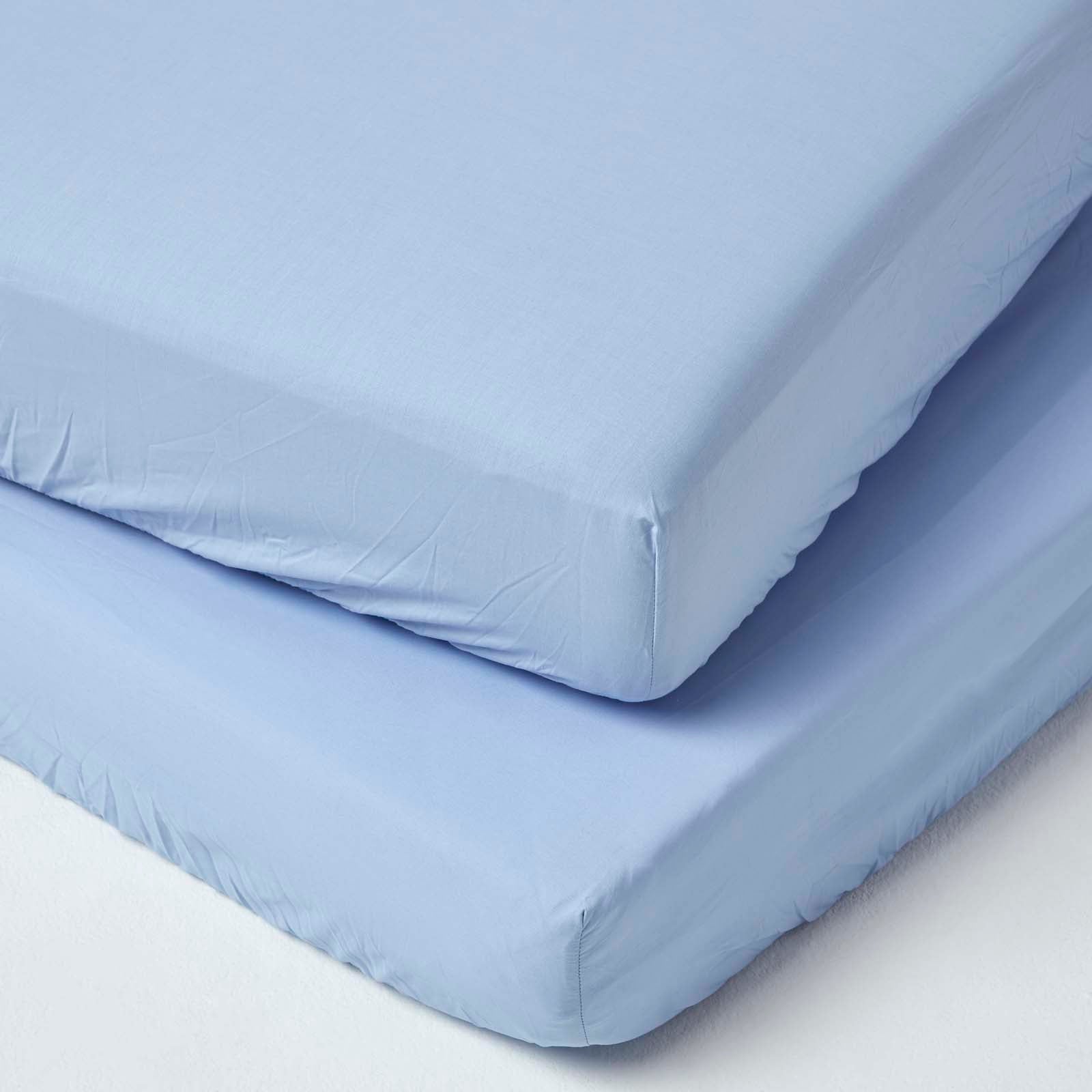 Cotton Fitted Cot Sheets 200 Tc, 70 X 140 Cm, 2 Pack | Cot Bed | Blue