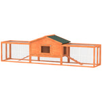 Wooden Rabbit Hutch Guinea Pig Hutch, Orange, 309 X 70 X 87cm