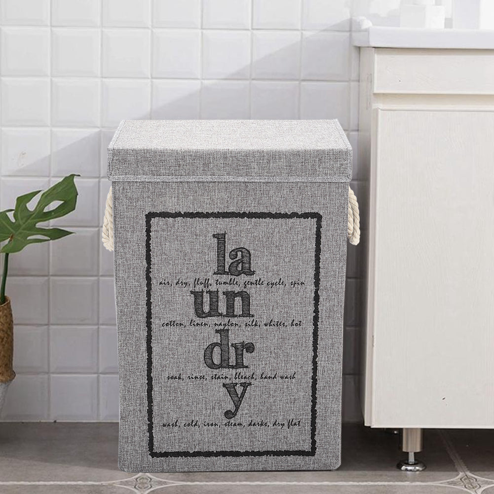 Living and Home Foldable Home Laundry Baskets Laundry Hamper With Lid And Rope Handles
