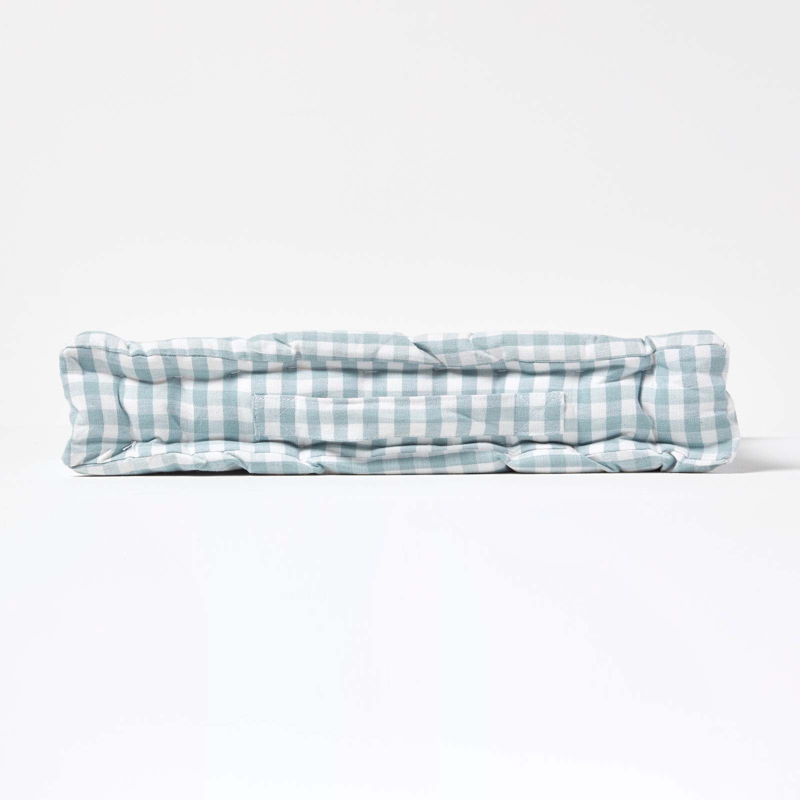 Cotton Gingham Check Floor Cushion | 40cm x 40cm | Blue