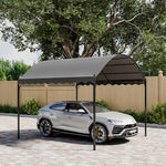 3x3m / 3x4m Arched Outdoor Pergola, Black Metal Frame With Curved Iron Design, Pu-coated Polyester Roof, 2.6m High | Medium | Dark Gray
