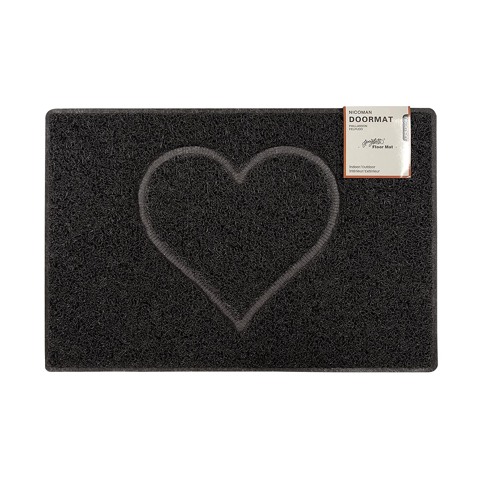 Heart Embossed Doormat | Large | Black