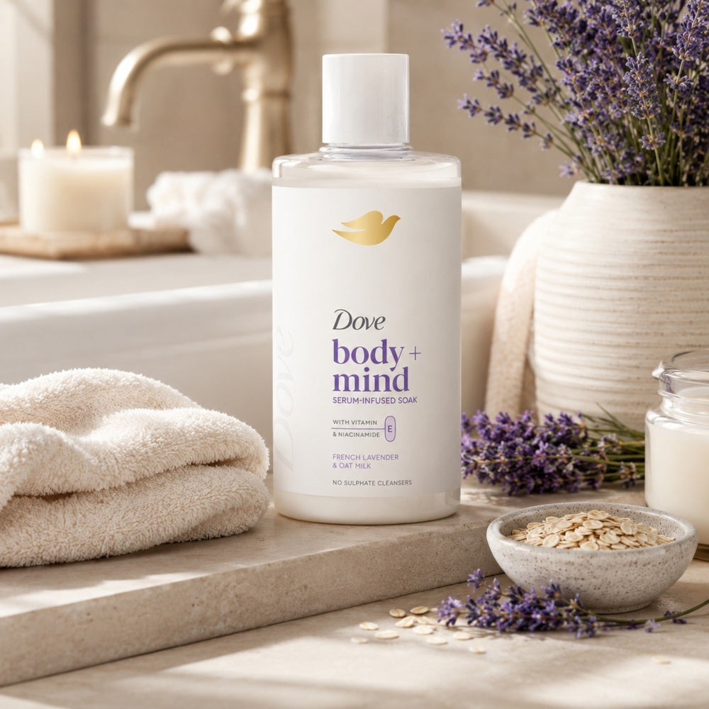 Body + Mind Bath Soak, French Lavender & Oat Milk, 400ml | Set-of-6