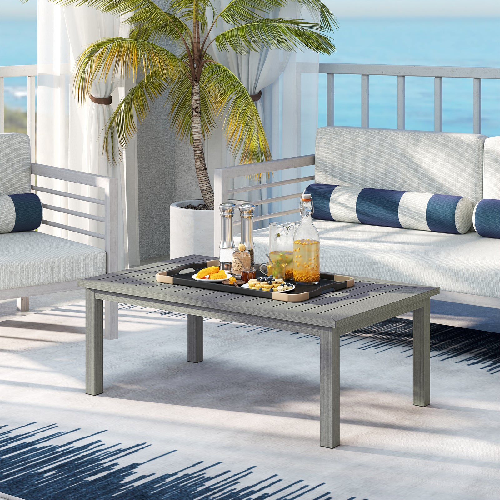 Aluminium Outdoor Coffee Table Patio Table | Gray
