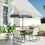 6 Pieces Garden Furniture Set W/ Parasol, Folding Chairs | Cream
