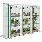 Outsunny 3 Tier Lean-to Mini Greenhouse With Plastic Cover, White
