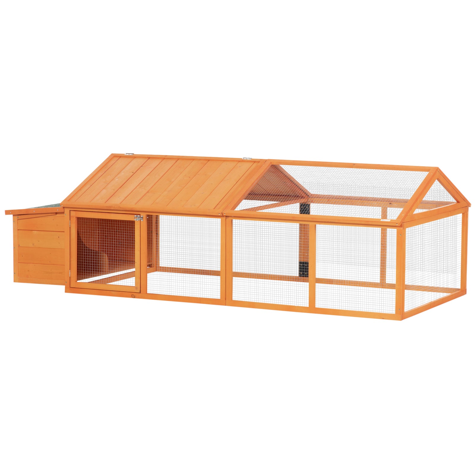 Pawhut Wooden Chicken Run With Nesting Box, Openable Roof, For 4-8 Chickens