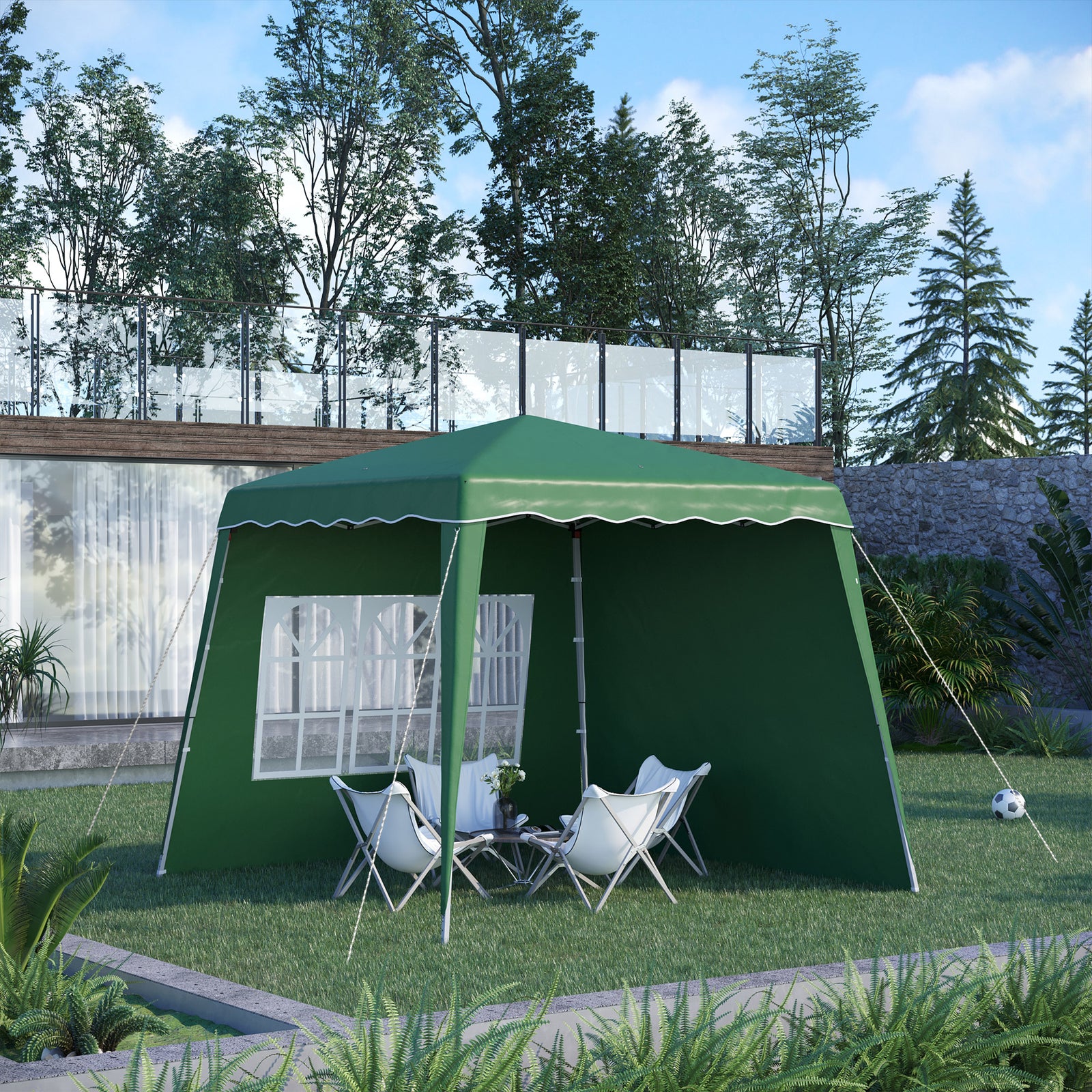 Uv50+ Pop Up Gazebo Canopy Tent With Carry Bag, 2.4 X 2.4m | Green