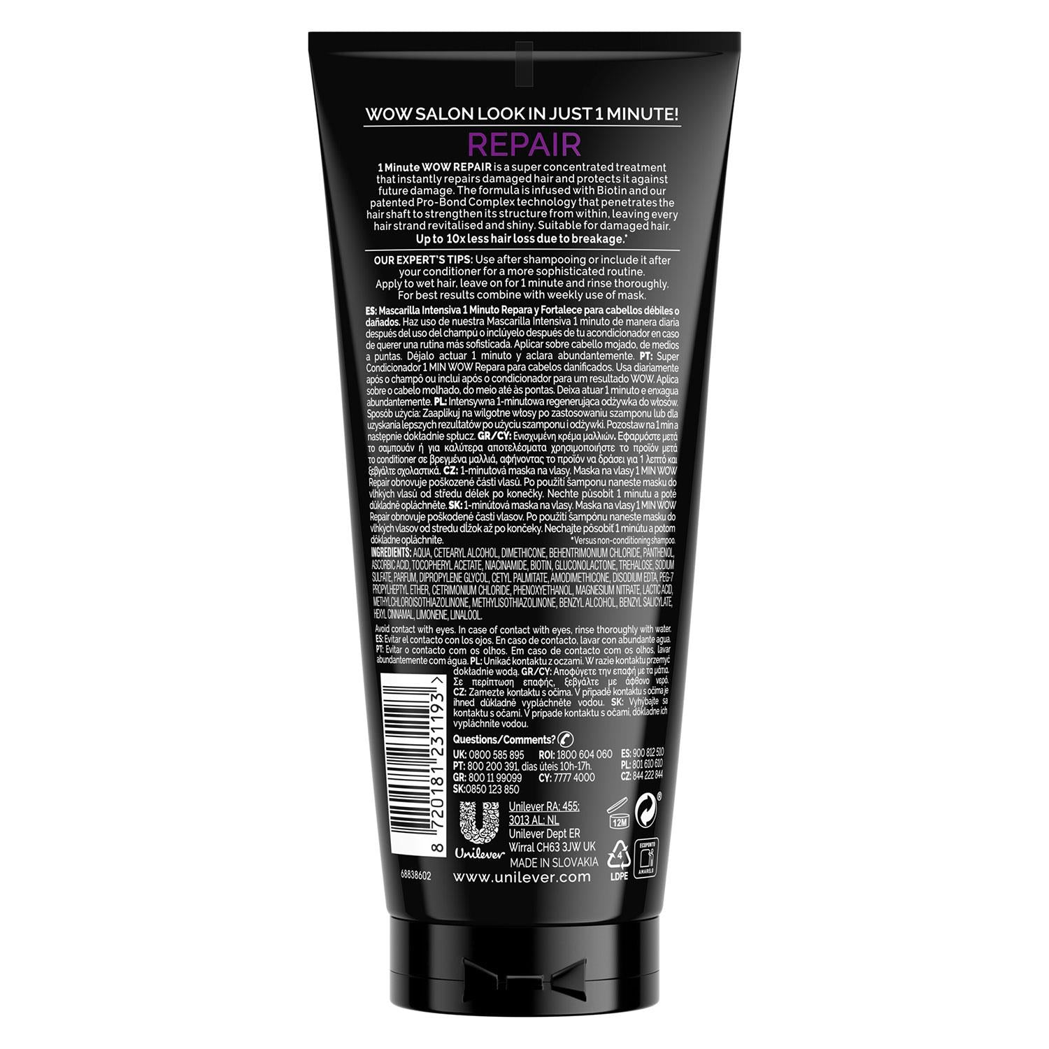 1 Minute Wow Repair Intensive Hair Treatment With Biotin, 6x Of 170 Ml