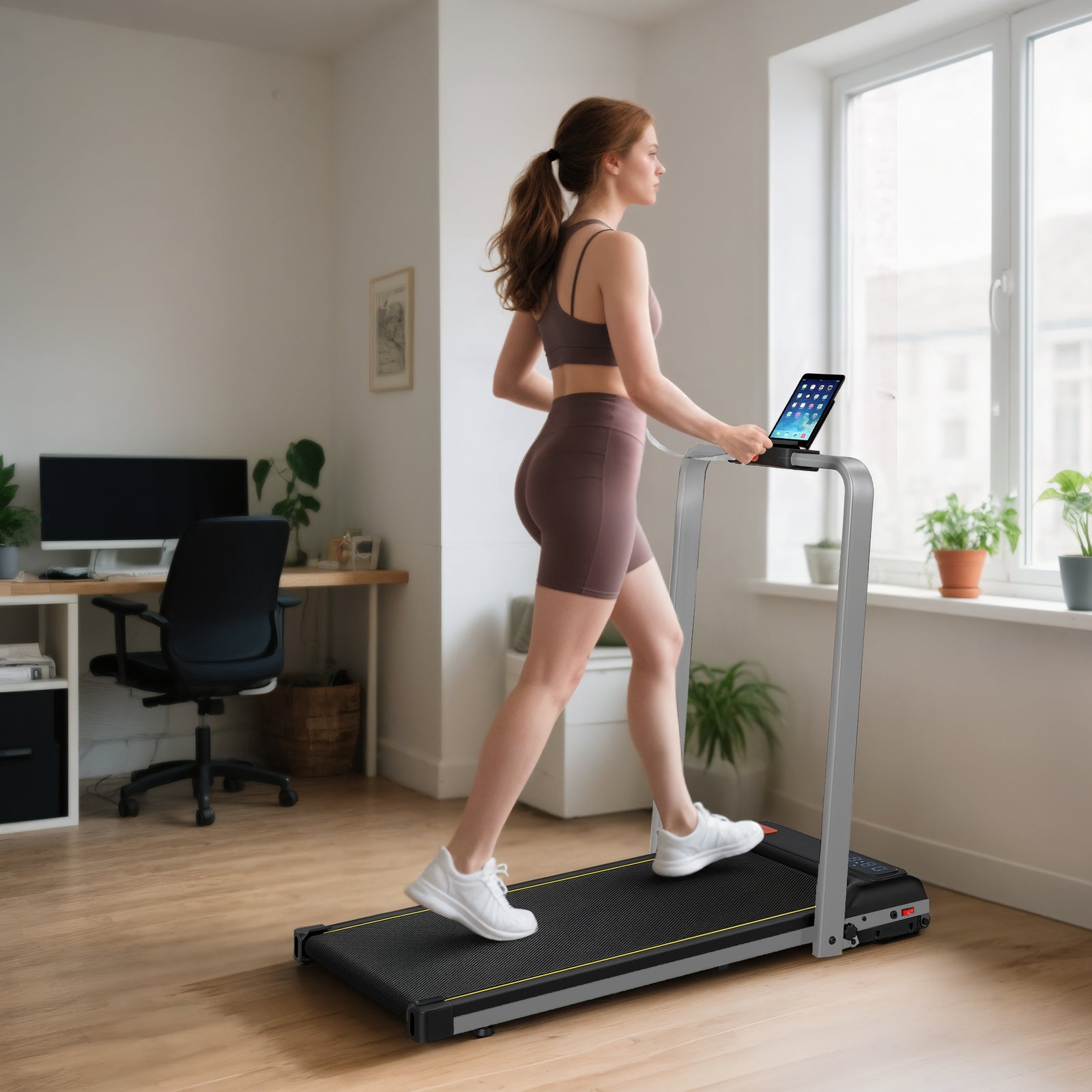 Folding Treadmill Under Desk Walking Pad With Incline | Silver