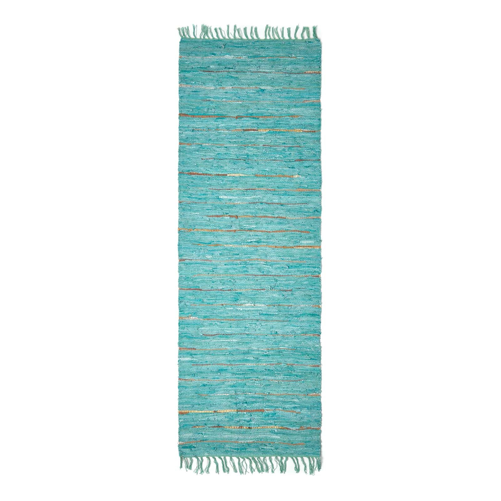 Leather Glitter Rug | 200cm | Turquoise