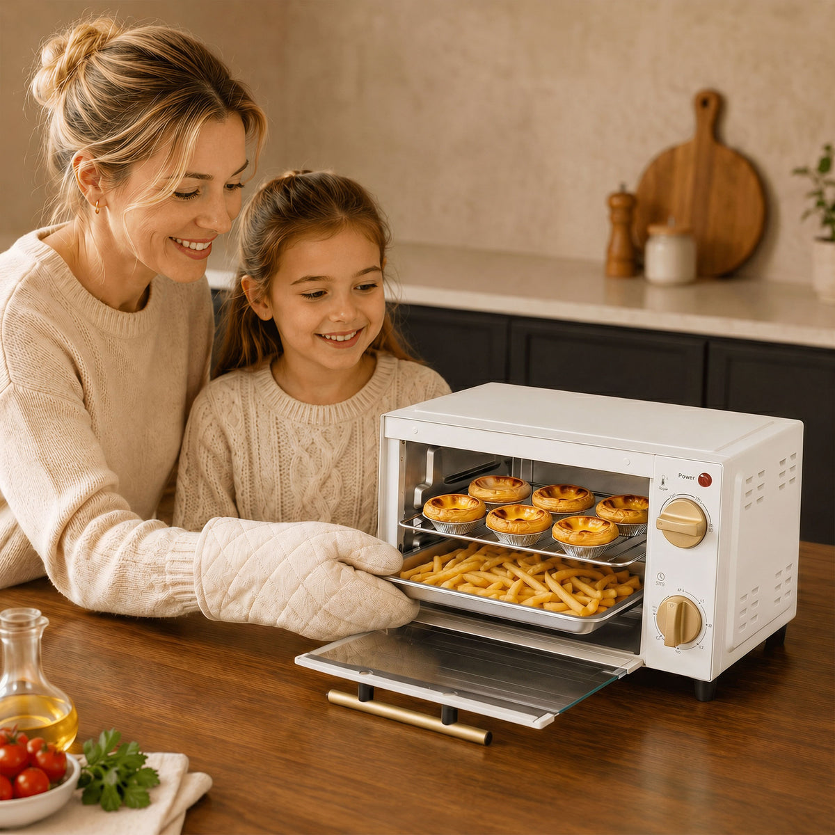 HOMCOM Mini Oven 9l Countertop Toaster Oven With Timer Control 750w White