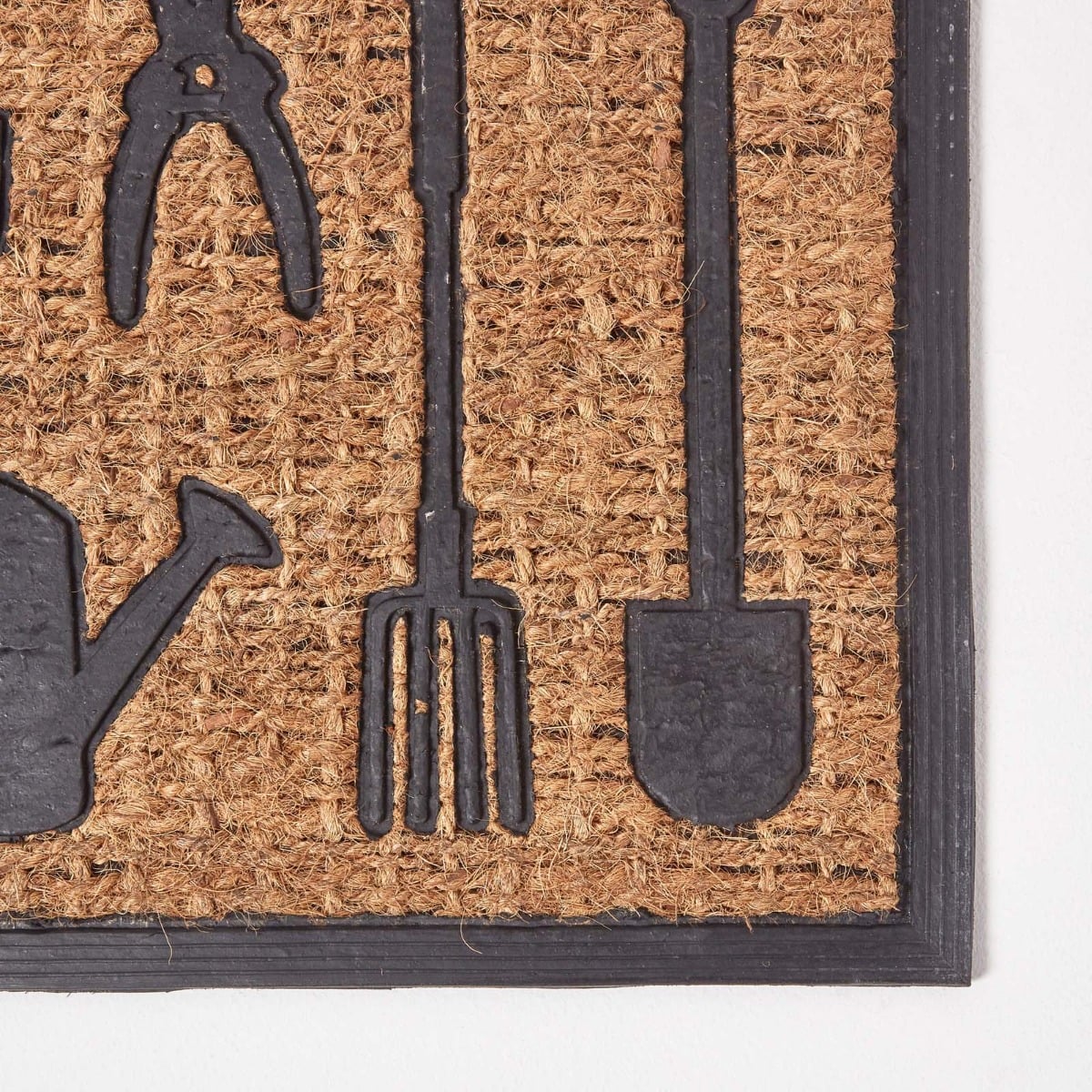 HOMESCAPES Garden Tools Rubber And Coir Doormat