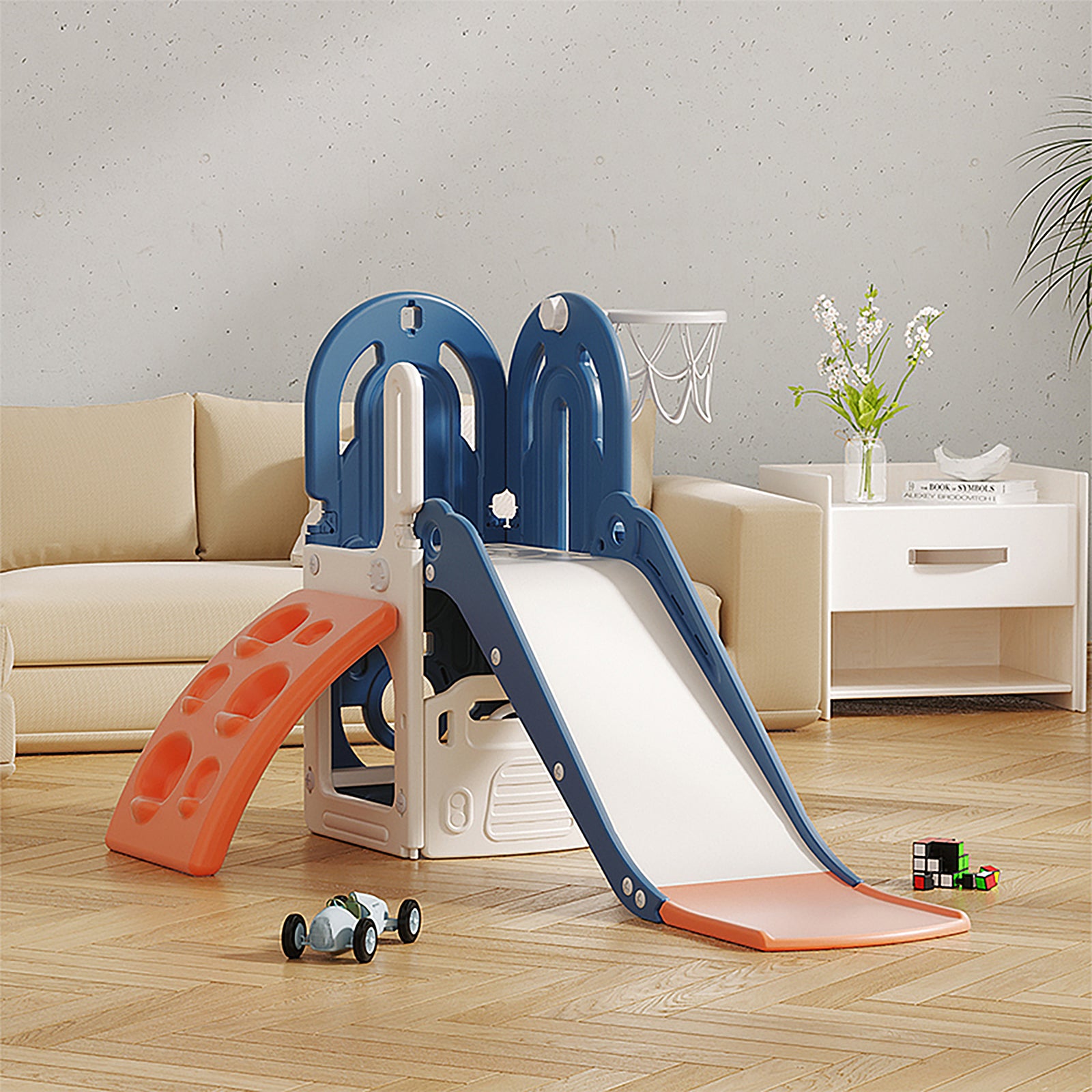 Toddler Slide, Climber And Basketball Hoop Playset