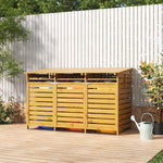Outdoor Spruce Wood Trash Can Storage Shed – 3-door Garbage Bin Enclosure With Lift-up Top For Easy Access